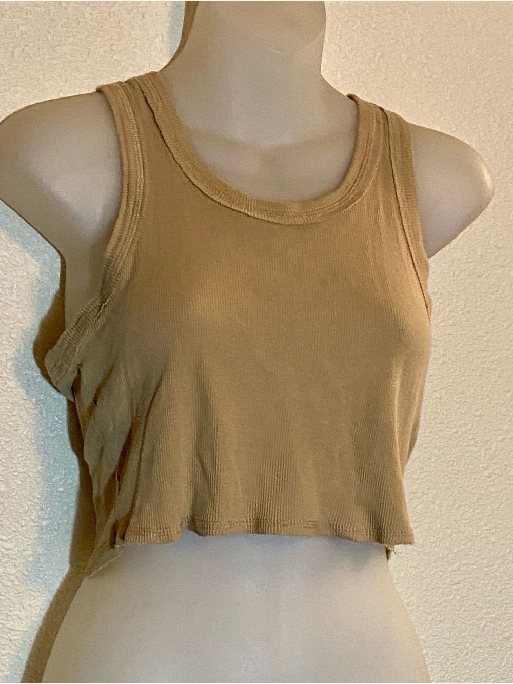One Step Ahead Cropped Tank Top in Khaki